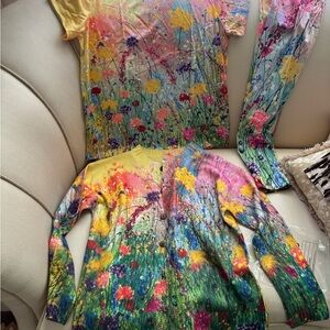Floral Multicolor Top and Cardigan Set